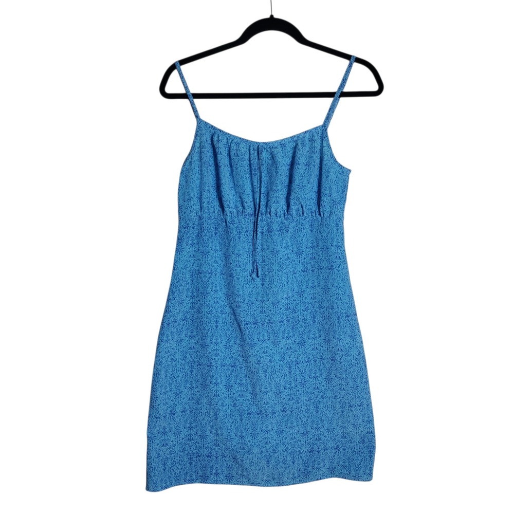 DBY Ltd Blue Damask Floral Spaghetti Strap Mini Dress Size‎ 7/8 Vintage Style